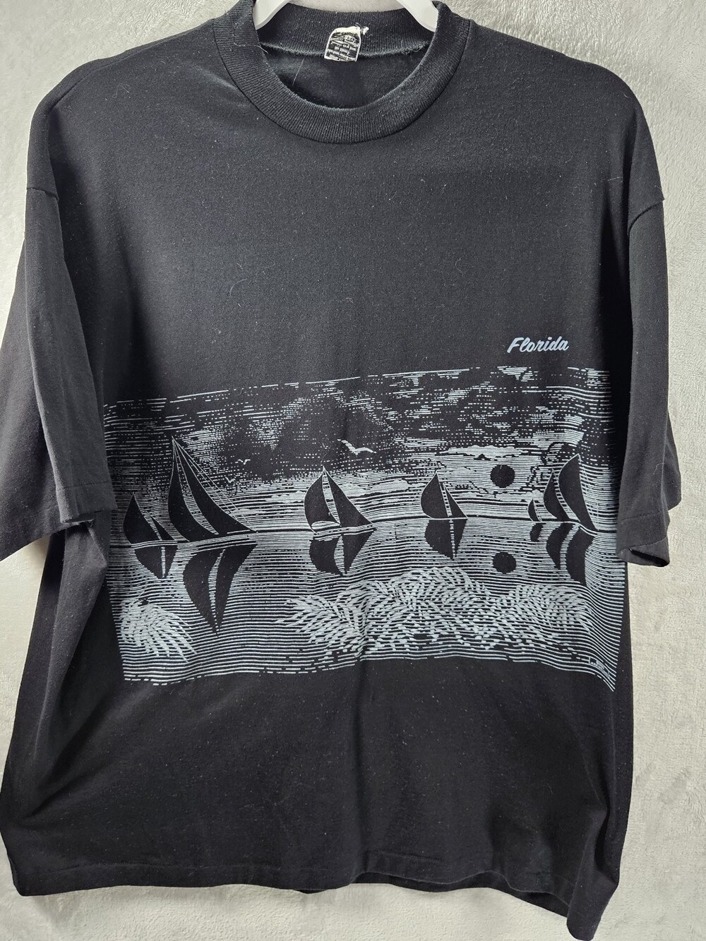 Vtg Florida Single Stitch 90s T-Shirt Sz XL *fits L Black Souvenir Travel USA